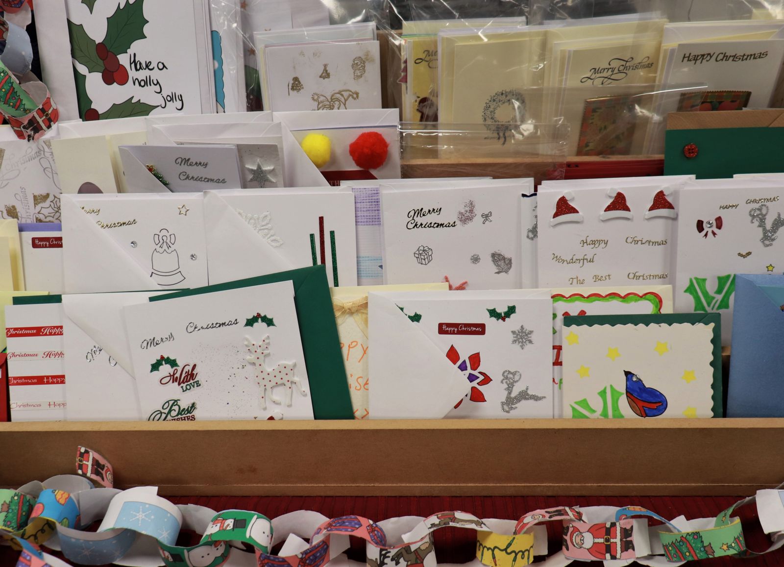 A display of Christmas cards