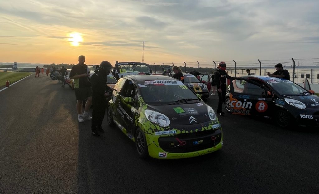 Team ESC race car on the grid in sunset