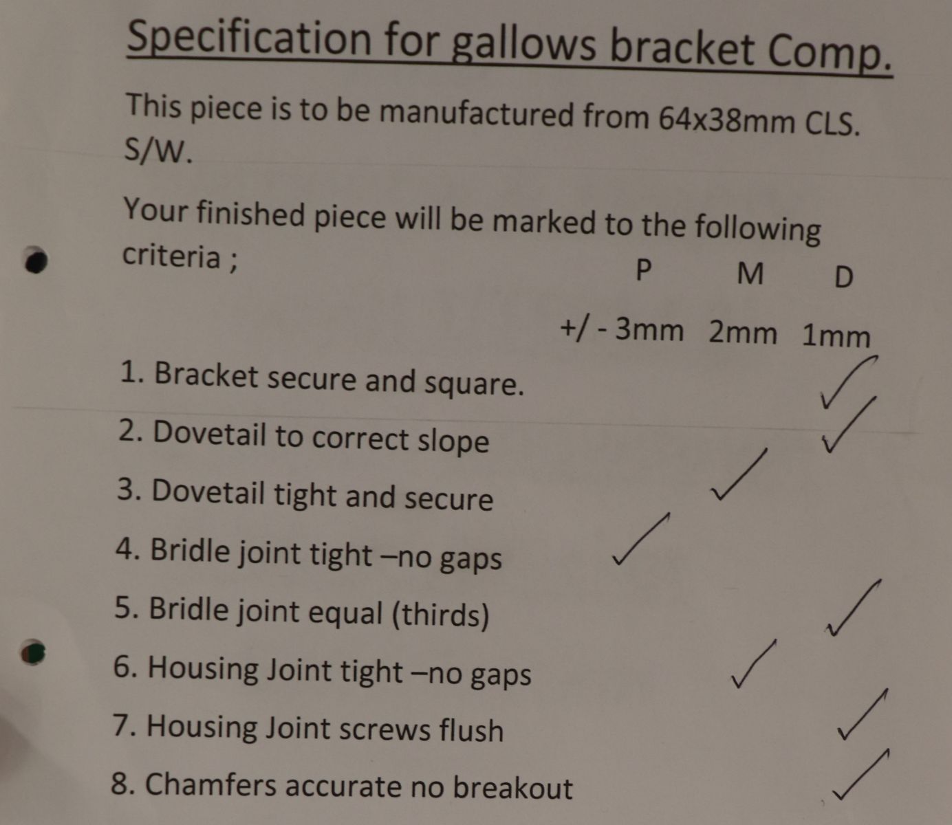 Specification for Gallows Brakcet Competition