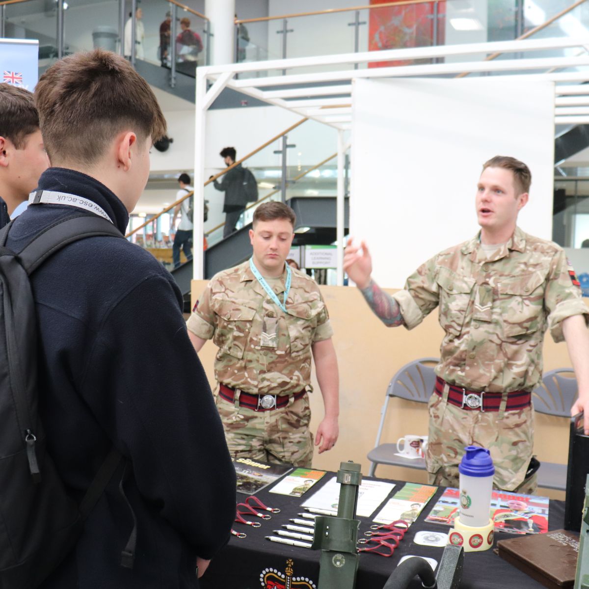 ESC student speaking with an Army representative