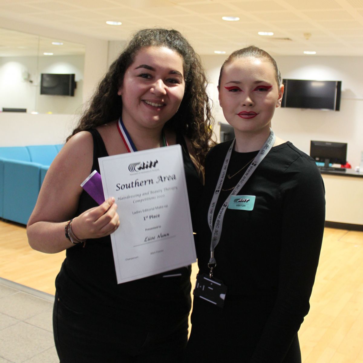 Elise win 1st Place at the Regional AHT competition, photographed with her model for the Ladies Editorial category.