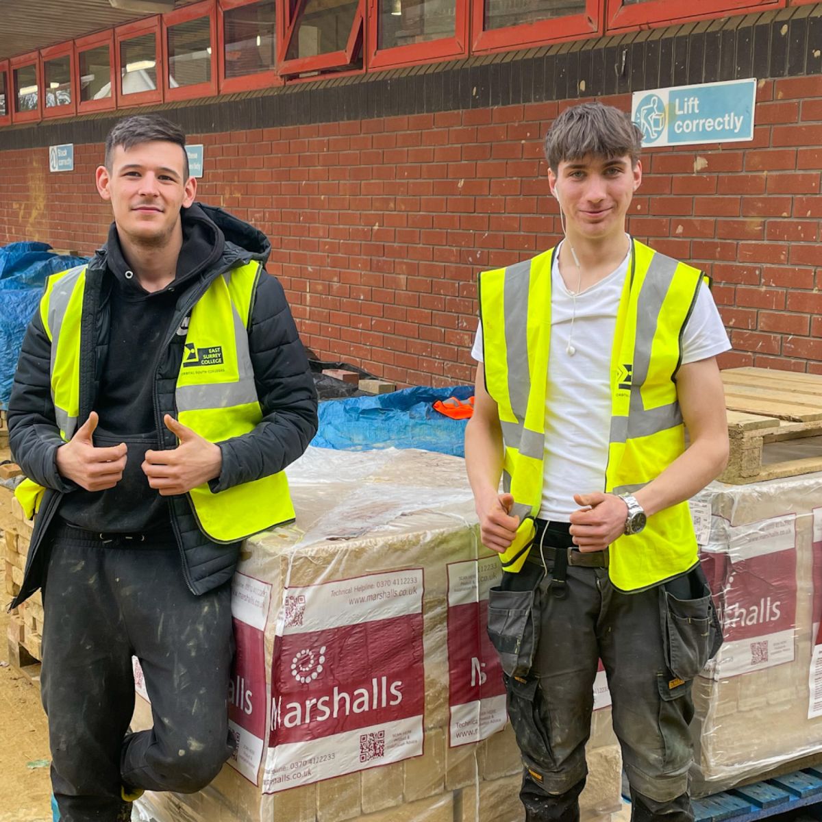 Brickwork students at East Surrey College receive a donation