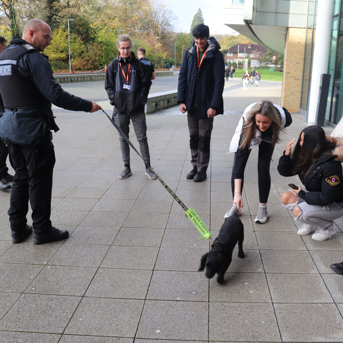 Students meeting the police puppy, Yaris