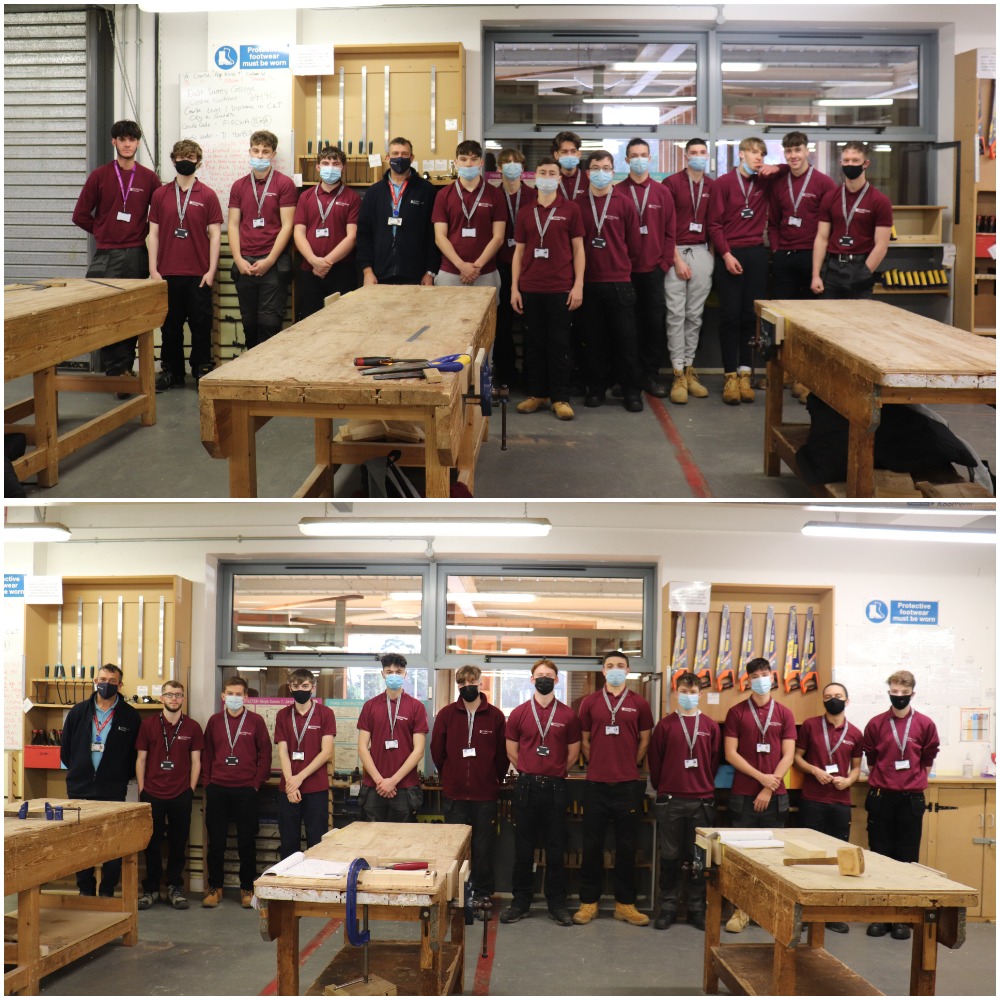 Carpentry & Joinery Level 1 students at East Surrey College