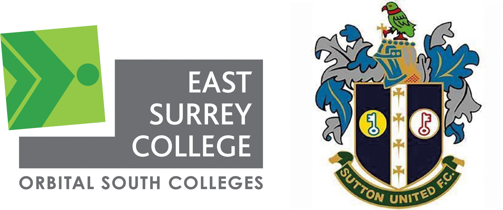 East Surrey College logo and Sutton United logo
