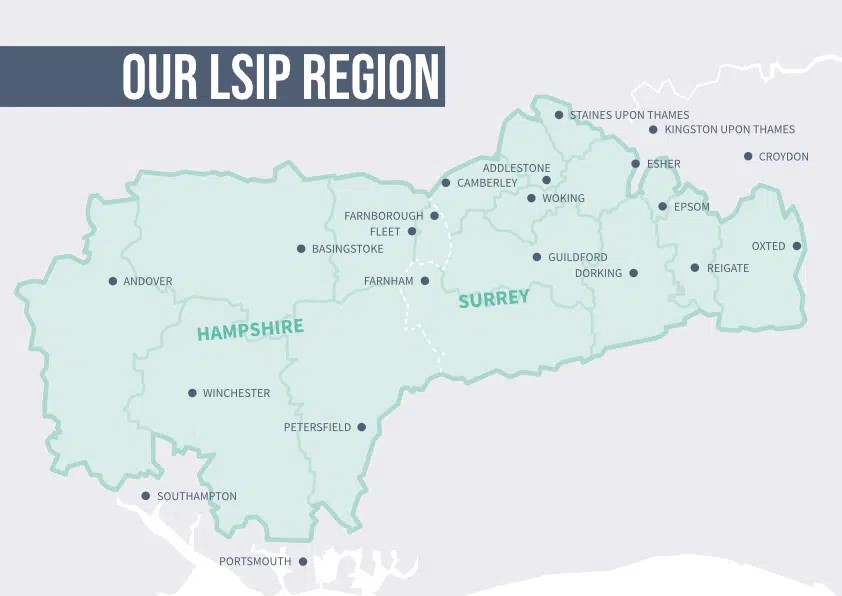 Surrey and North Mid-Hampshire LSIP region map
