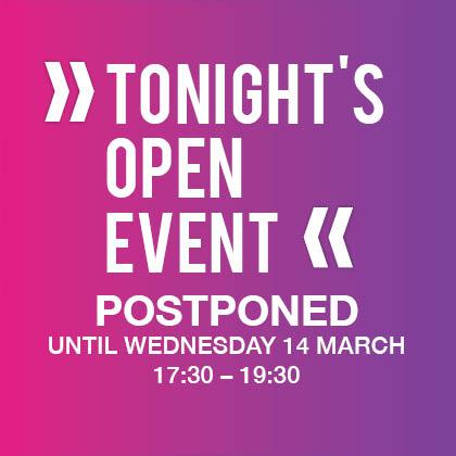 Open Event Postponed