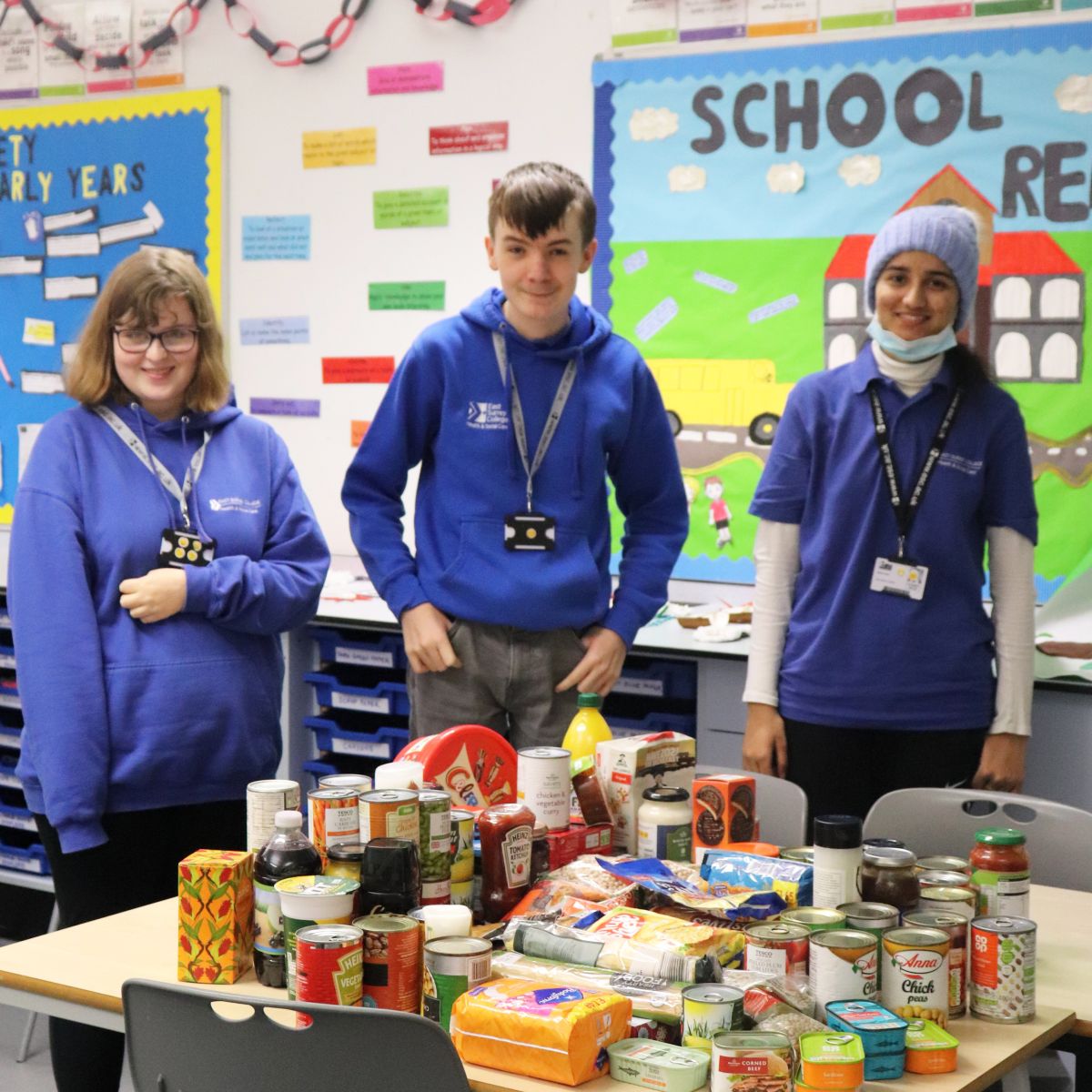 Health & Social Care students at East Surrey College - Food bank